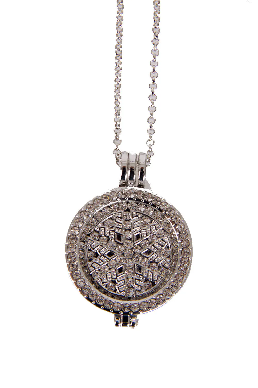 Diamante Snowflake Charm Pendant Long Necklace