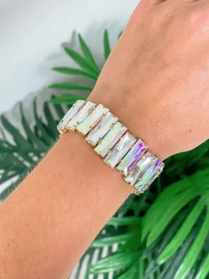 Iridescent Jewel Stretch Bracelet - Clear