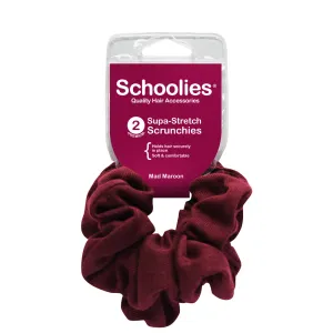 Schoolies Supa-Stretch Scrunchies 2pc - Mad Maroon