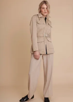 Stretchy 4-Pocket Coat - Beige